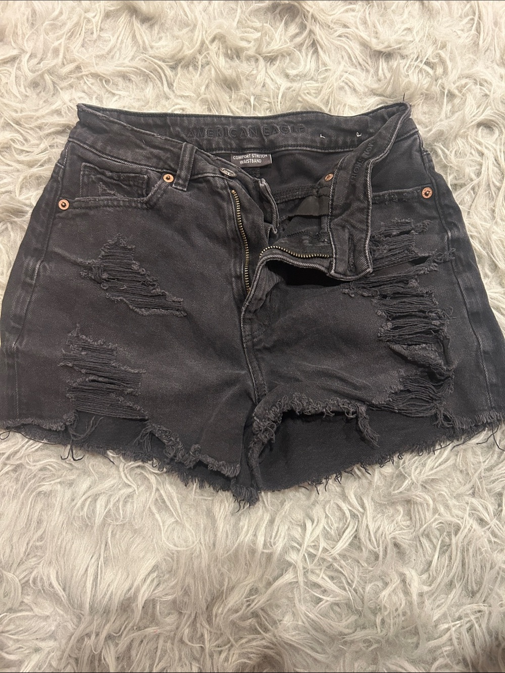 American Eagle Outfitters Black Distressed Cutoff Jean Shorts